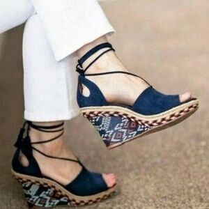 Cabi Isla Leather Espadrille Wedge Sandals